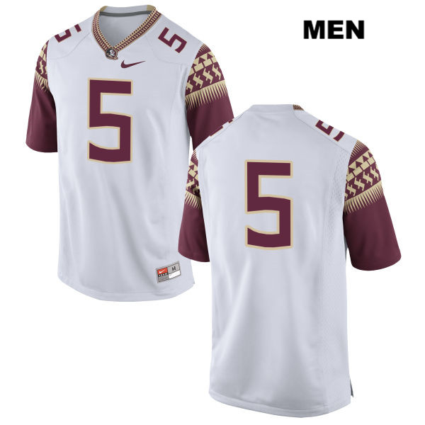 Men's NCAA Nike Florida State Seminoles #5 Dontavious Jackson College No Name White Stitched Authentic Football Jersey BNU1369GO